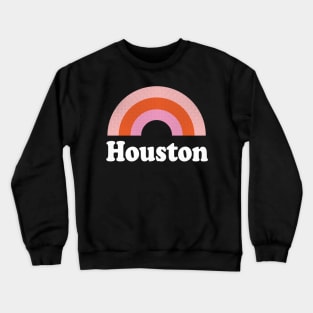 Houston, Texas - TX Retro Rainbow and Text Crewneck Sweatshirt